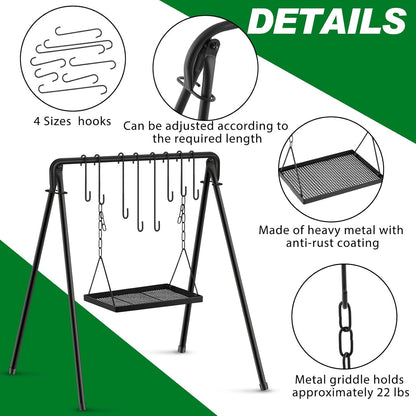 Adjustable Campfire Cooking Grill for Outdoor Camping