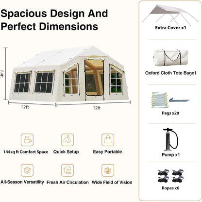 Luxury Inflatable Glamping Tent – Spacious 4-Season Outdoor Shelter