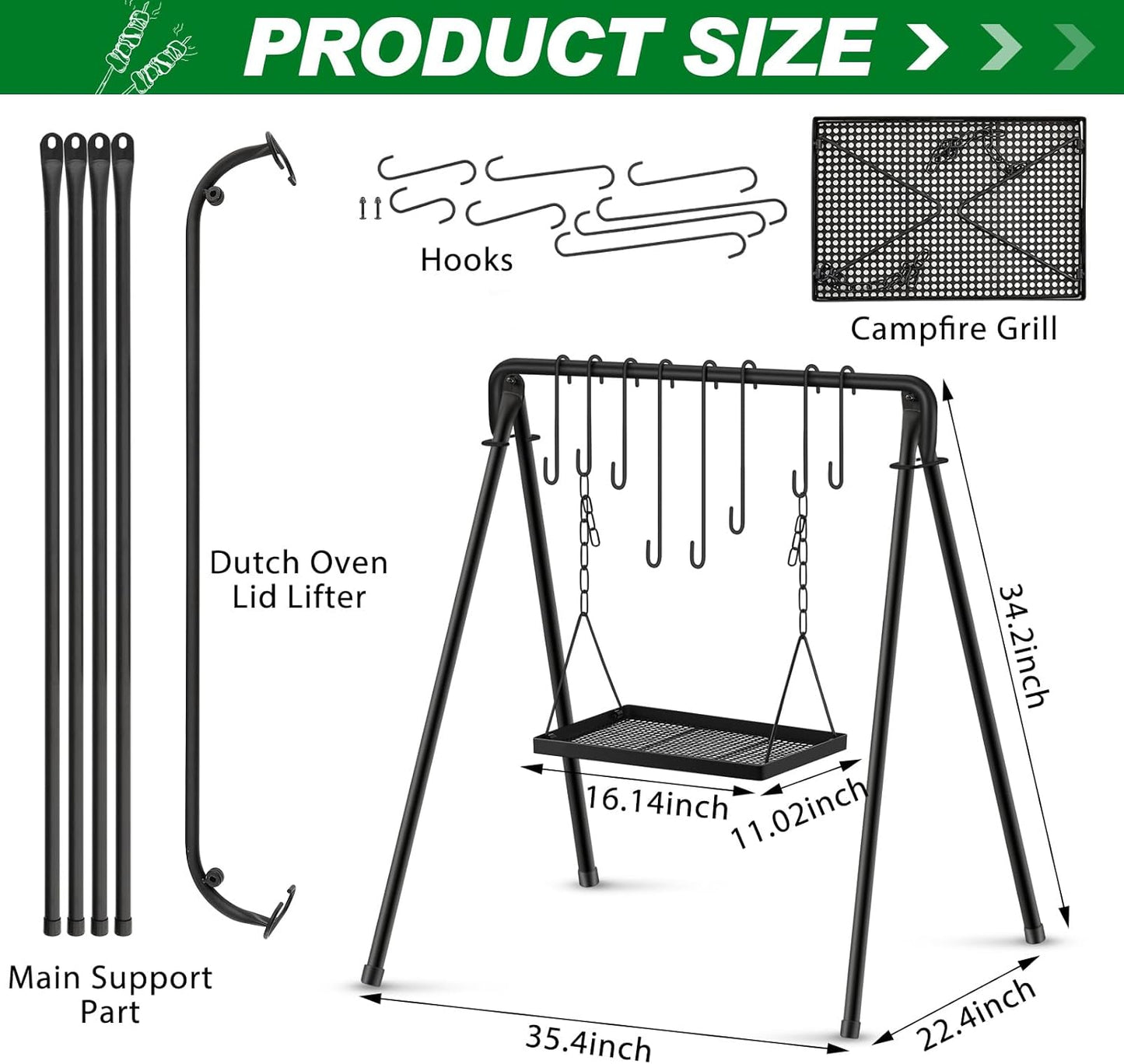 Adjustable Campfire Cooking Grill for Outdoor Camping