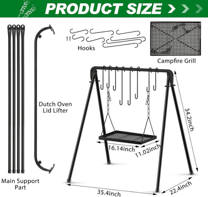 Adjustable Campfire Cooking Grill for Outdoor Camping