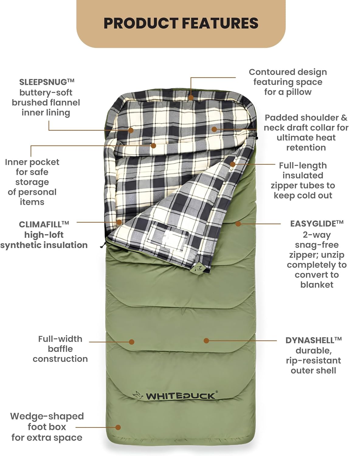 20°F Ultra-Warm Sleeping Bag – Comfortable Outdoor Sleep for Adults