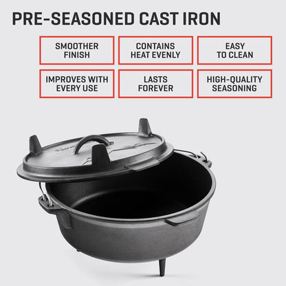 Pre-Seasoned Cast Iron Dutch Oven for Camping and Outdoor Cooking