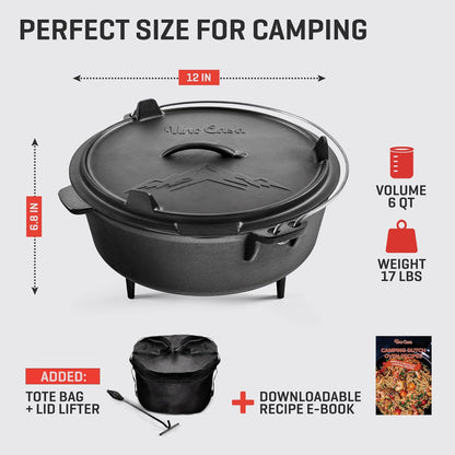 Pre-Seasoned Cast Iron Dutch Oven for Camping and Outdoor Cooking
