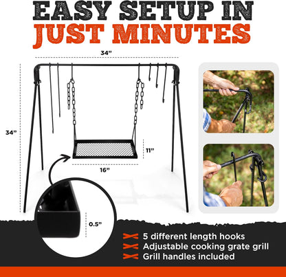 Adjustable Collapsible Campfire Grill – Cook Anywhere, Anytime