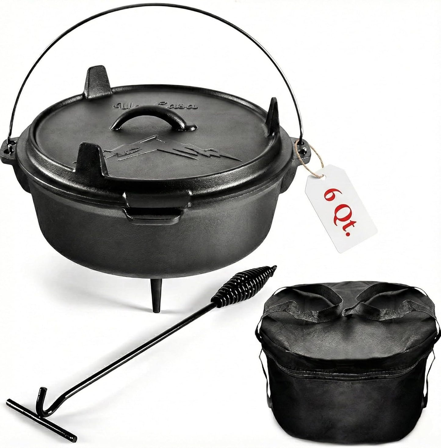Pre-Seasoned Cast Iron Dutch Oven for Camping and Outdoor Cooking