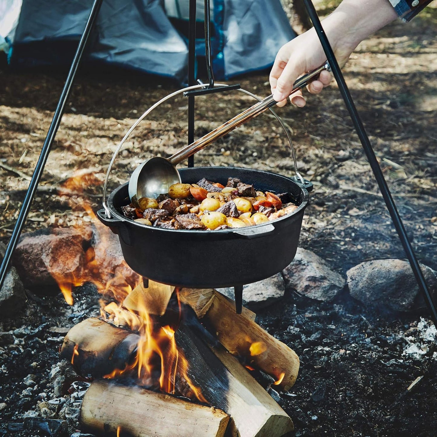 Pre-Seasoned Cast Iron Dutch Oven for Camping and Outdoor Cooking
