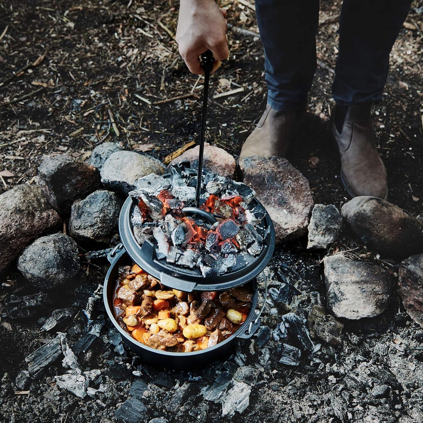 Pre-Seasoned Cast Iron Dutch Oven for Camping and Outdoor Cooking
